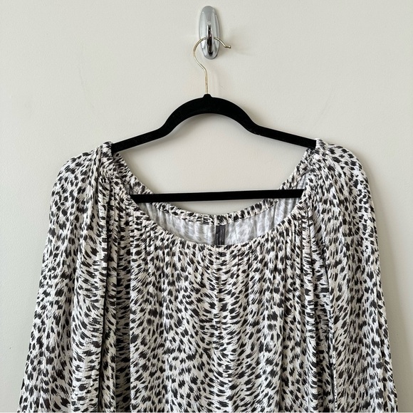 Anthropologie-Cascias Leopard Print Off Shoulder Top (Size:Large) - Picture 6 of 9
